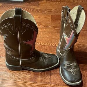 Brown Kids Cowboy Boots